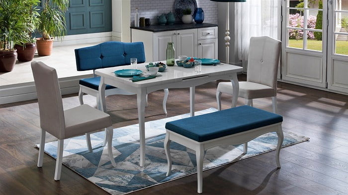 diana mondi mavi mutfak masa sandalye takımı