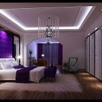Modern mor yatak odası