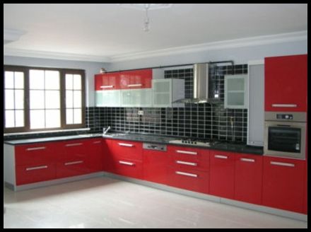 Modern mutfak modelleri kırmızı